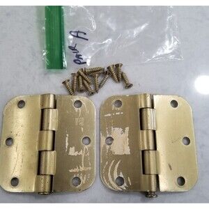 Stanley 3.5 inch brass toned door hinges reclaimed one pair